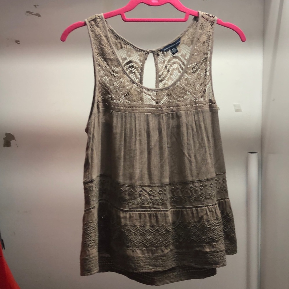 american eagle Brown detailed top